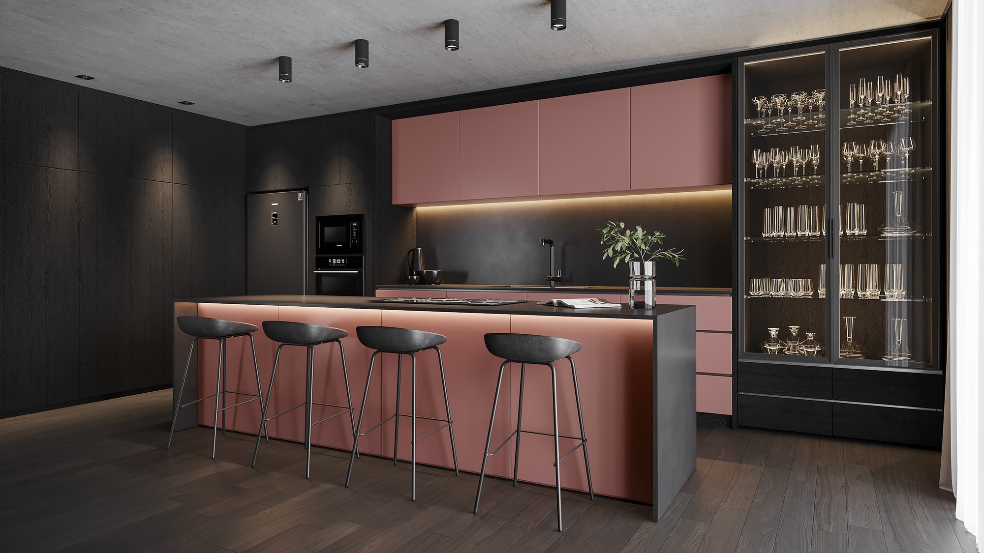 Cozinha contemporânea em marsala